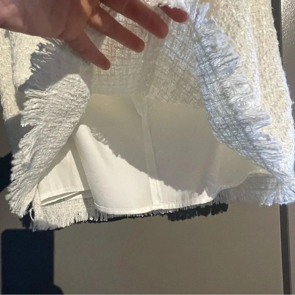 SAU LEE Alicia Skirt in Ivory Tweed Mini Skirt with Finge Hem from Revolve Brand - Picture 8 of 13